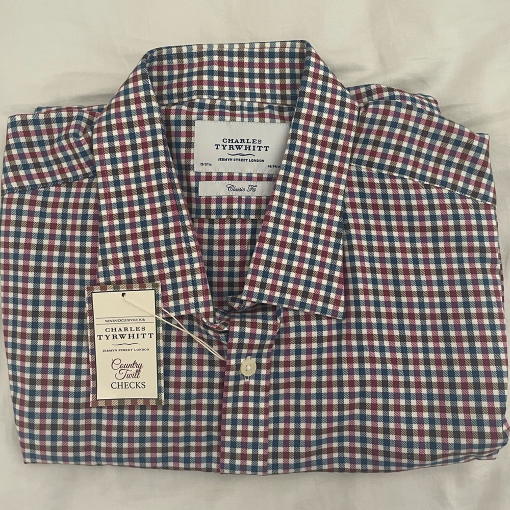 Charles Tyrwhitt Red Blue White Checkered Shirt